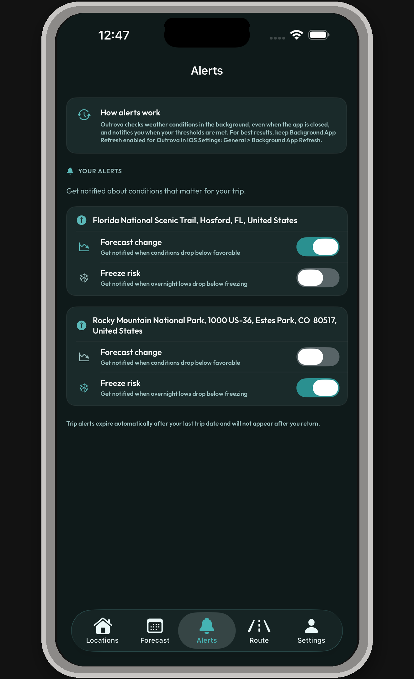 Weather alerts